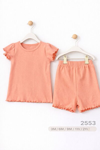 For My Baby طقم شورت وتي شيرت مكشكش للفتيات الصغيرات مكون من قطعتين