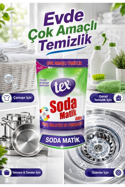 Tex Kireç Önleyici, Yumaşıtıcı Çok Amaçlı Temizlik Soda Matik Çok Amaçlı Temizlik 600 ML Güçlü Formül