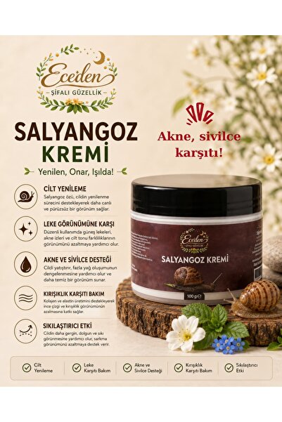 Eceden Şifalı Güzellik Salyangoz Kremi Mucin (Kırışıklık Sarkık Leke) 100 Gr