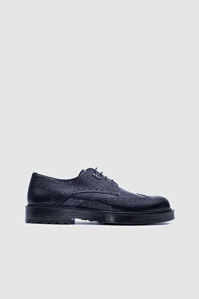 TOGO Men's Navy Blue Genuine Leather Laced Classic Shoes [052318]