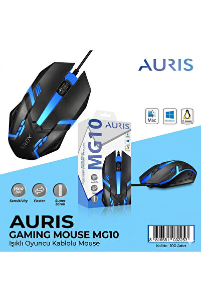 Auris MG10 RGB Kablolu Oyuncu Mouse 1600 DPI Optik Sensör Gaming Mouse USB Er...