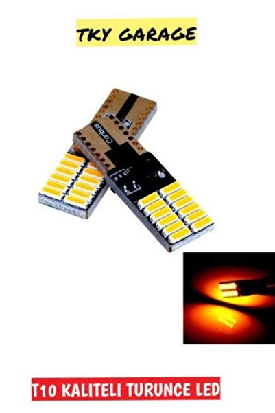 Carway Turuncu Renk 2 Adet 12v T10 Dipsiz Led Canbuslu Tavan Plaka Park Led A...