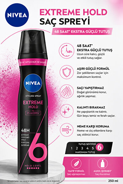 NIVEA Ultra Güçlü Tutuş Saç Spreyi 250 ml