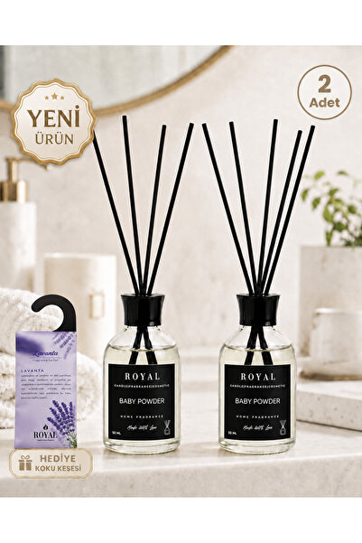 ROYAL MUM Bebek Pudrası 2'li Set (Baby Powder) Çubuklu Oda Kokusu 50 ml - Kal...