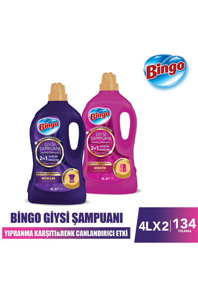 Bingo Giysi Şampuanı 2in1 Yıpranma Karşıtı&Renk Canlandırıcı Etki 4LX2