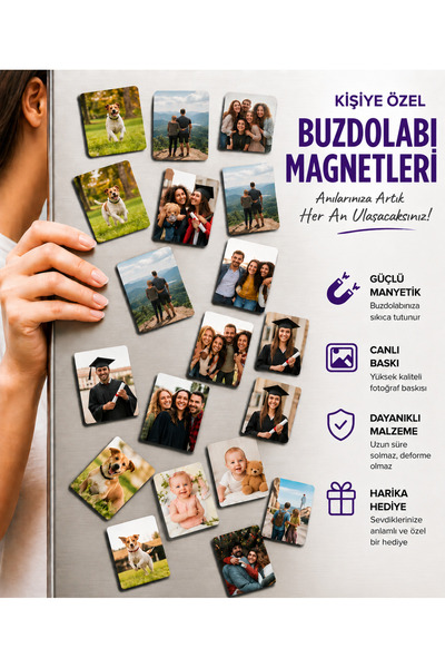modesign 12 ADET KİŞİYE ÖZEL RESİM BASKI MAGNET BUZDOLABI MAGNETİ BASKI 6X9 C...