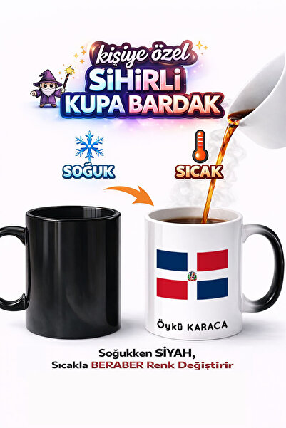 Kirbi Reklam كوب سحري مطبوع عليه علم جمهورية الدومينيك هدية