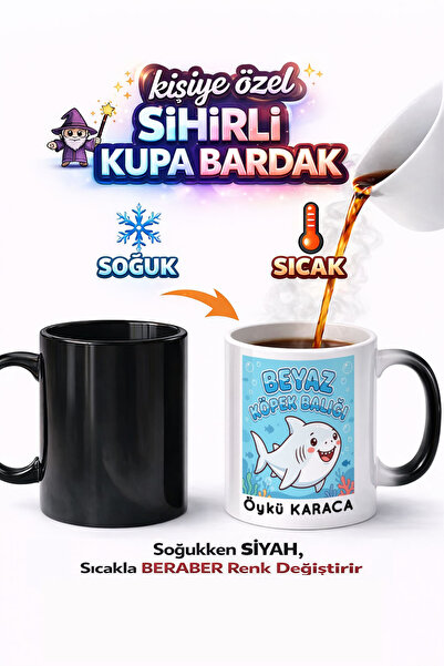 Kirbi Reklam Animal White Shark Great White Shark Printed Porcelain Magic Mug...