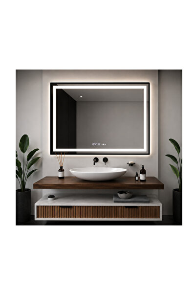 OPTIM DEKO Oglinda LED Touch Incanto Sistem Dezaburire Rama Neagra 80x60 cm