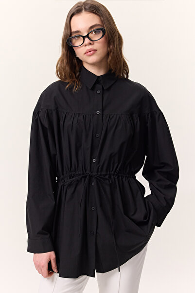 Manuka Tunic with Drawstring Detail Black