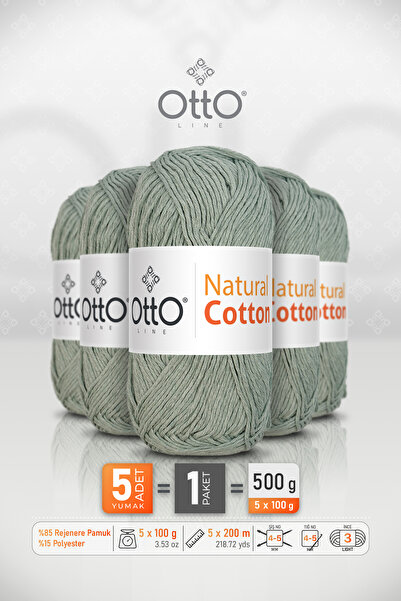 Otto Натурален памук - зелен (6053) - пакет от 5 - 2 мм/100 г/200 м - памук з...