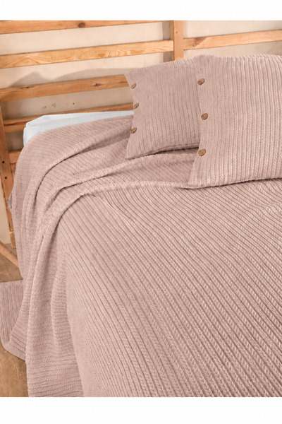 Cottonest Set cuvertură de pat cu model tricotat, pentru o persoană |   160x2...
