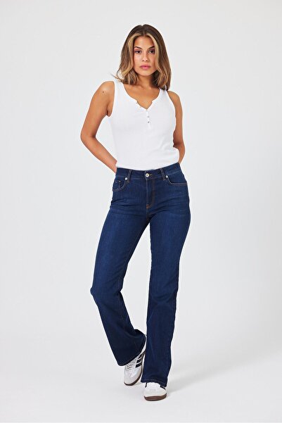 VENA Pantaloni de damă Emilie Natural Dark Bootcut Jean - Natural Dark Blue