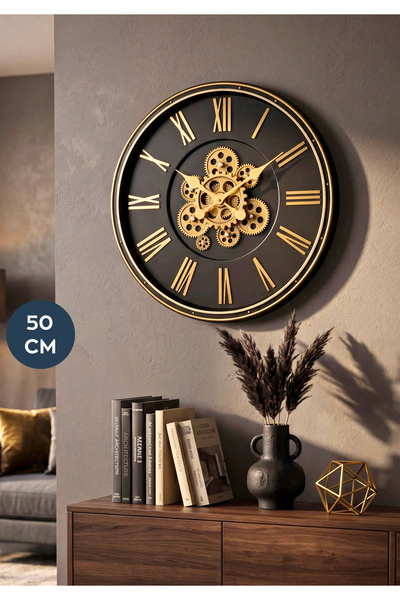 HOMİNG Wallis Eskitme Gold 50 cm Duvar Saati 242528