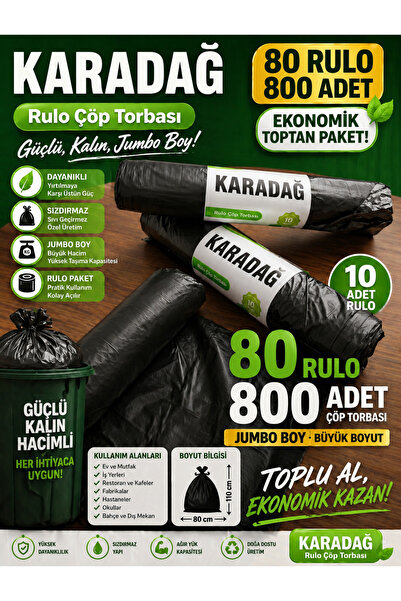Karadağ 80 Rulo Endüstriyel Jmbo Boy ÇÖP TOPRBASI - KALIN 500 GR - 80X110 BÜY...
