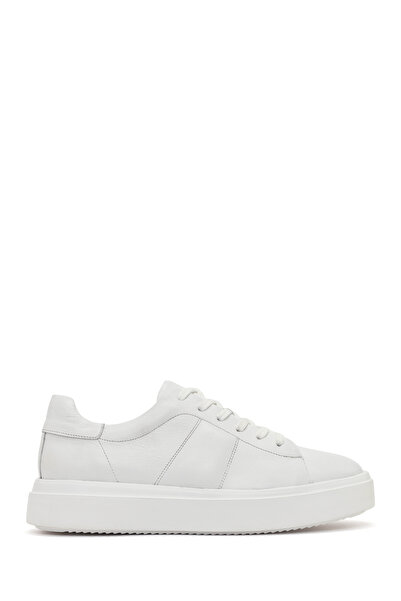 Derimod Erkek Beyaz Bağcıklı Kalın Tabanlı Deri Sneaker 26SFD688118