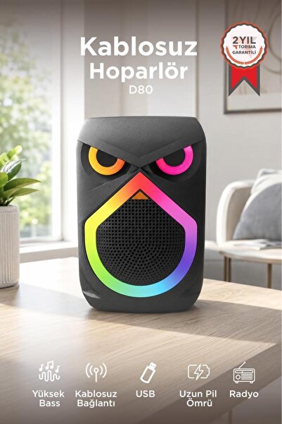 Torima Bluetooth Hoparlör Rgb Işıklı Mikrofonlu 12W Kablosuz Taşınabilir Hopa...