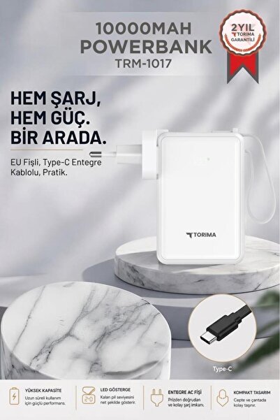Torima Taşınabilir Batarya 10000 Mah Type-C Hızlı Şarj Dijital Göstergeli 22,...