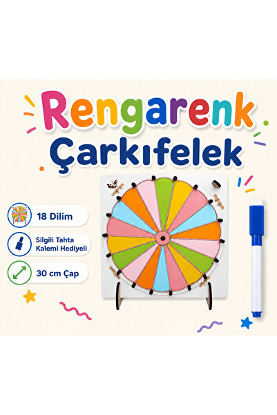 VoleeCraft 18 DİLİM Çarkıfelek Oyunu, Ahşap Eğitim Materyali,