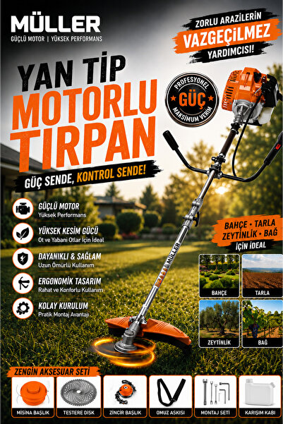 Pro Müller Germany 14 Hp 4x4 Quadron Çift Metal Şanzıman Yan Tipi Benzinli Mo...