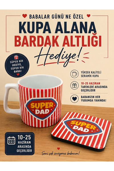 Eylül Design Super Dad Mug Cup Father's Day Gift Luxury Mug Coffee Mug