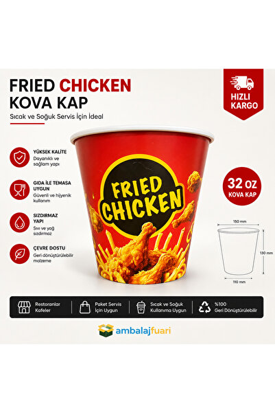 BARIŞKAN Çıtır Tavuk Kovası 2500 cc (85 oz) - 50 Adet