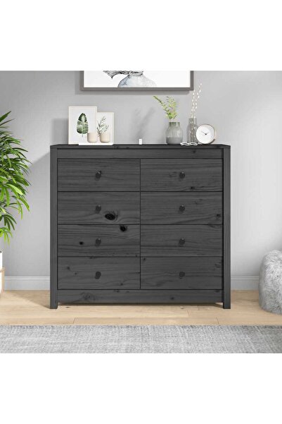 Concept Dulap lateral, gri, 100x40x90 cm, lemn masiv de pin