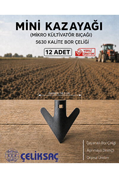 ÇELİKSAÇ Orijinal MİNİ KAZAYAĞI (MİKRO KÜLTİVATÖR BIÇAĞI) - 12 Adet 5630 Bor ...