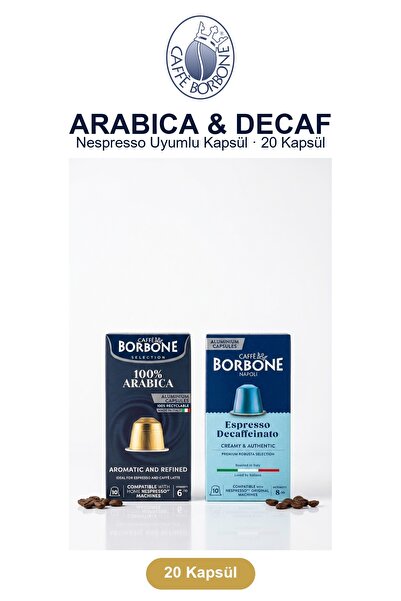 Caffe Borbone كبسولات قهوة بوربون أرابيكا وديكاف 20 كبسولة - متوافقة مع نسبرس...