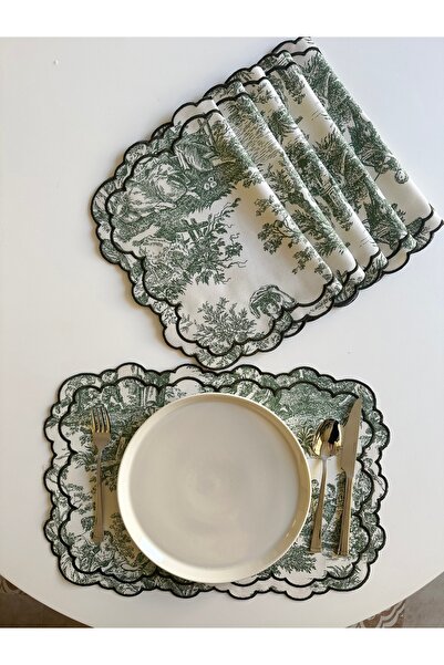 NURHAN HOME COLLECTION طقم أدوات مائدة أمريكية فاخرة منقوشة بنمط تويل دو جوي ...