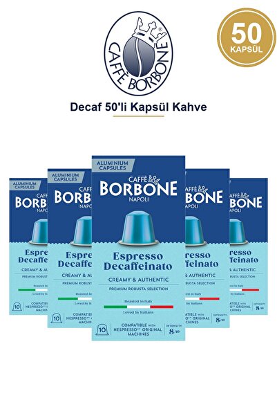 Caffe Borbone كبسولات قهوة كافيه بوربون ديكاف 50 قطعة - متوافقة مع نسبرسو، مي...