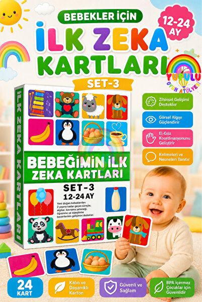 YUPULU Bebeğimin İlk Zeka Kartları Set-3 / 12-24 Ay Eğitici Hediye Paketi