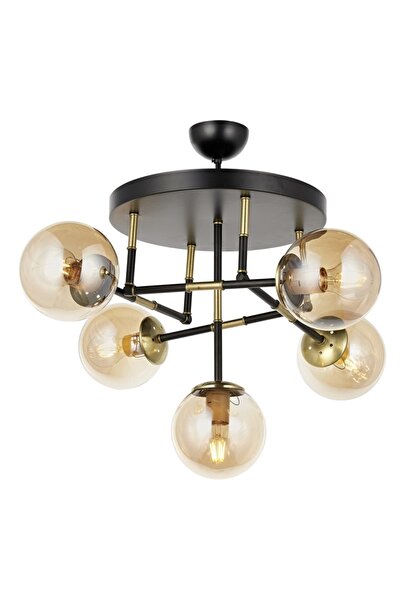 Avonni Avonnı Av-60327-5t-bsy Siyah Boyalı Modern Avize E27 Metal Cam 40cm