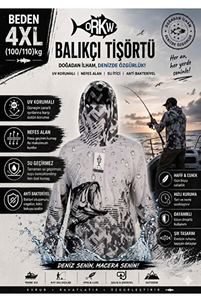dkmoutdoor Orkw Kapüşonlu Uzun Kollu Balıkçı Ve Su Sporları Uv Korumalı Su It...