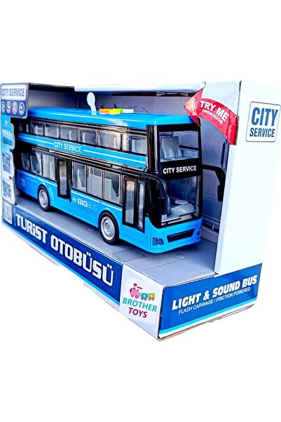 Brother Toys Turist Gezi Otobüs 2 İki Katlı Ön Ve Orta Kapısı Açılabilen Sesl...