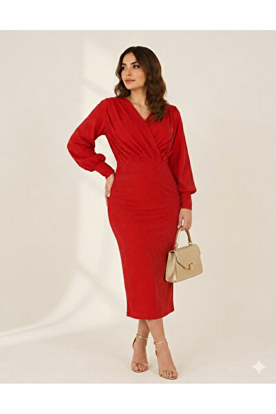 MQ Crepe Fabric Dress with Tulle Sleeves from Turkish Collection Style