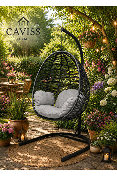 cavisshome CAVISS Home Elite Armut Salıncak -Fındık Salıncak– Açık Gri Minder...