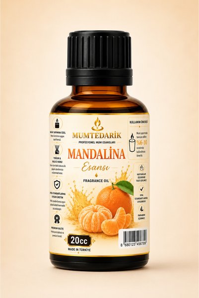 MUMTEDARİK Mandalina Kokulu Premium Mum Esansı 20 ml