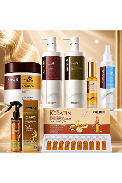 KARSEELL Set complet de colagen Karseell – Îngrijire premium a părului | Mască, Șampon, Balsam, Ulei, Clătire, ...