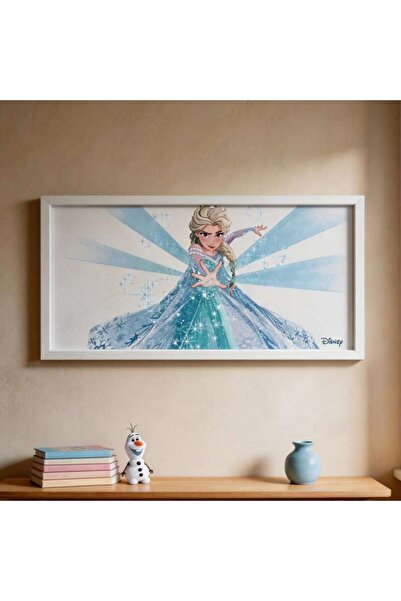 PAN HOME Disney Frozen Elsa Canvas Framed Wall Art 30x60x2cm-blue