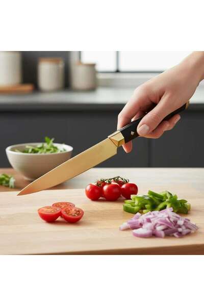 PAN HOME Armas Santoku Knife 31.5cm -gold & Black