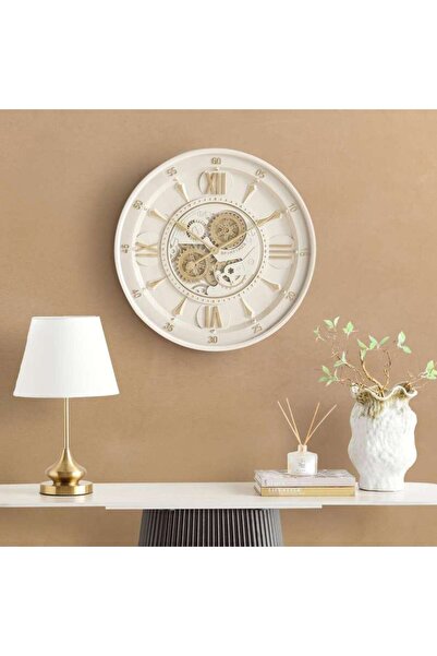 PAN HOME Fretza Metal Gear Wall Clock Dia 59cm - Cream