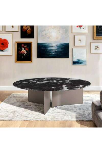 PAN HOME Osanio Coffee Table Large Marble - Black Brown Gold