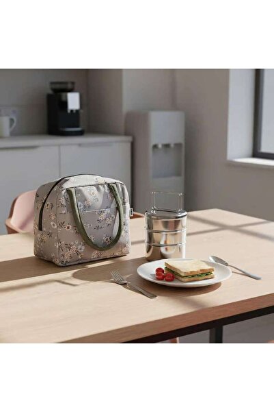 PAN HOME حقيبة غداء فلور 23x13x20 سم - لون أخضر مريمي
