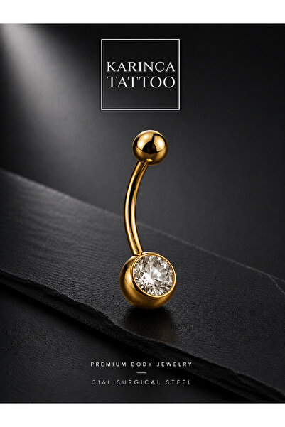 Karınca Piercing Altın Rengi Gold Göbek Piercingi (%100 CERRAHİ ÇELİK ALERJİ ...
