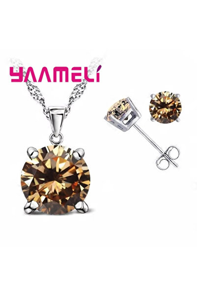 Choice1 champagne Fast Shipping 925 Serling Silver Color Shiny Cubic Zirconia...