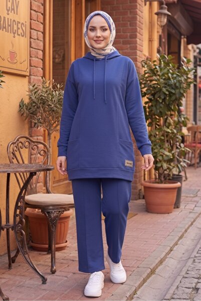 Bestenur Double Pocket Hooded Double Suit 1668 - Indigo