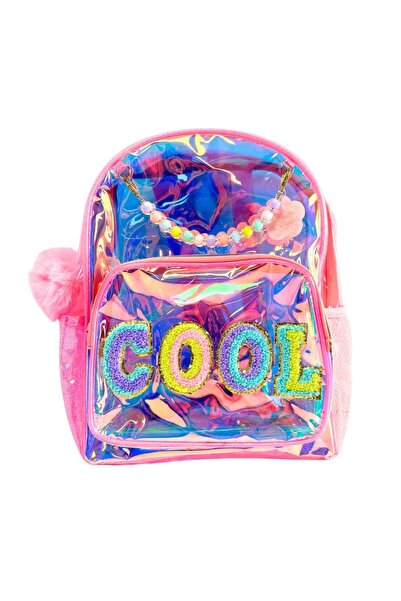 TOYFEST Rucsac cu broderie vestă roz transparentă