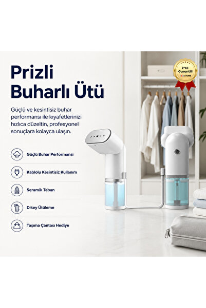 Genel Markalar Buharlı Ütü 1000W 180ml 2 Farklı Mod Kırışık Giderici Dikey Se...