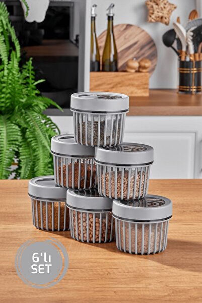 Stile Cucina 6-Piece Linea Round Storage Container 0.50 Liter Gray